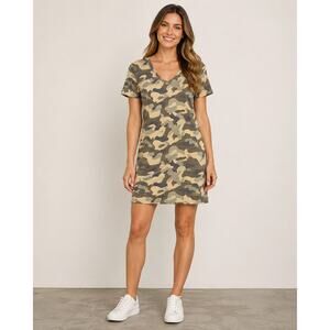 Cable & Gauge Camo T-Shirt Dress‎ Small NWT V-Neck Short Sleeve Casual
